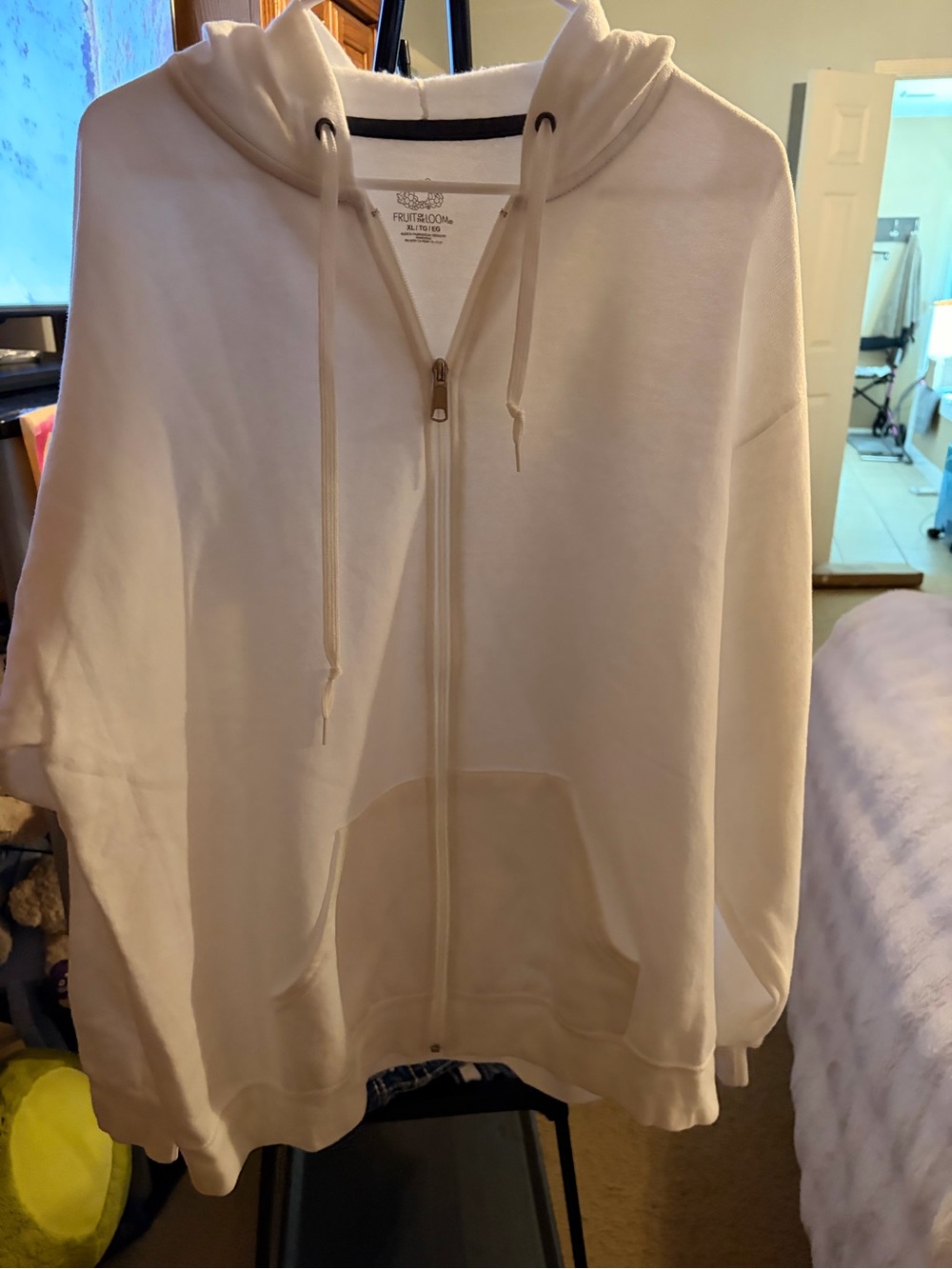 Fruit of the Loom White Full-Zip Hoodie